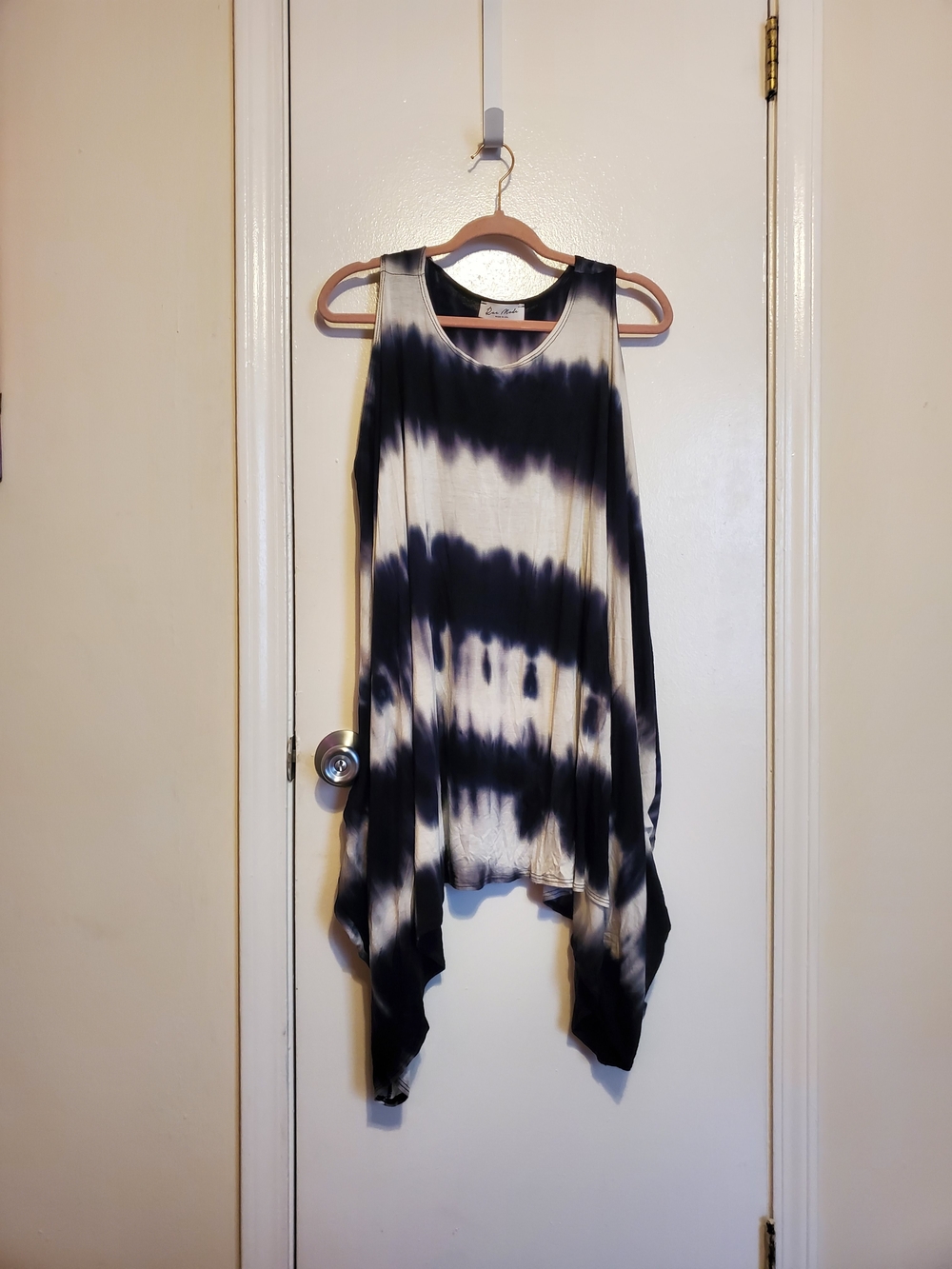 Rae Mode Sleeveless Tie-Dye Swing Tank Top - Blue And White